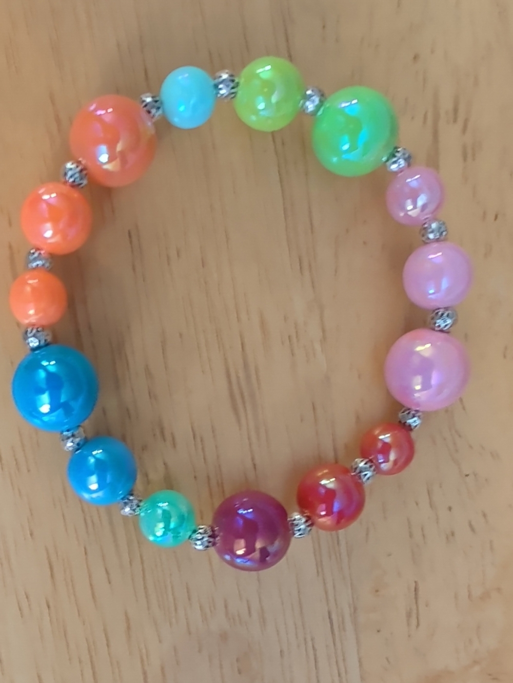 Colorful Rainbow Beaded Stretch Bracelet NWOT